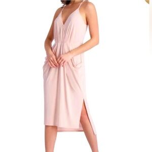Cocktail Club Midi Slip Dress Plunge Neckline hi-lo pockets 80’s 90’s
